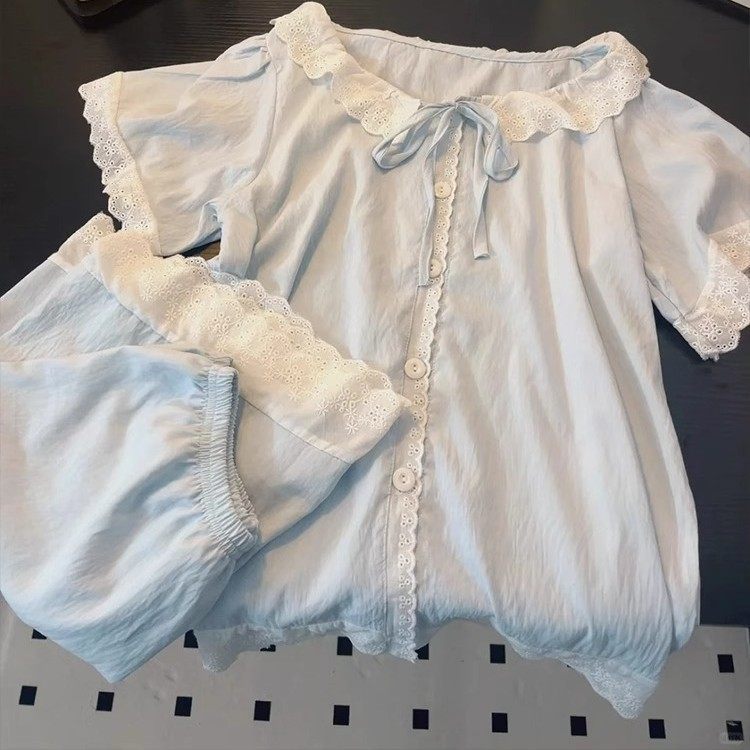 2025年新款睡衣女夏季短袖可爱娃娃领春秋天长袖大码家居服薄套装,淘宝优惠券,粉丝福利购,淘宝优惠卷