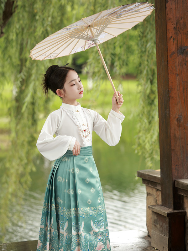 中国风女童马面裙儿童小仙女汉服古装套装薄款夏季长短袖明制唐装-图1