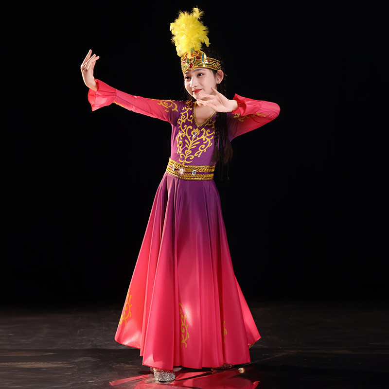 六一新疆舞蹈演出服儿童女童维吾尔族服饰维族裙维吾族古丽舞蹈服,淘宝优惠券,粉丝福利购,淘宝优惠卷