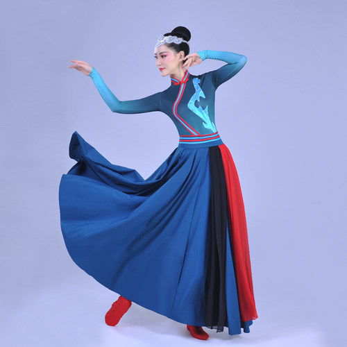 新款蒙古演出服女装鸿雁舞蹈服装蒙古袍成人少数民族表演服天边 - 图2