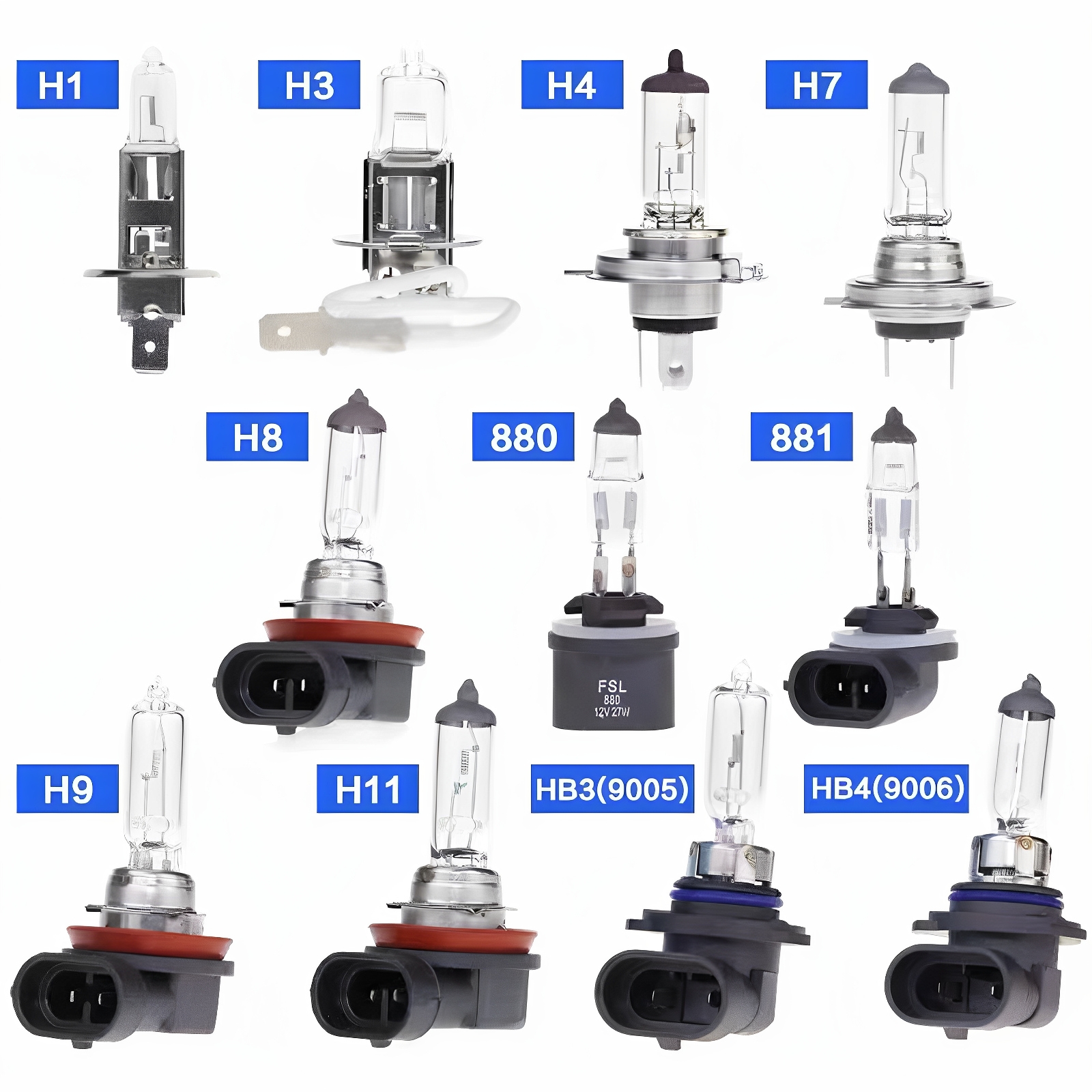 Whole Foshan Lighting car headlights 10 pieces wholesale halogen lamp high beam low beam 12v/H7 car bulbs