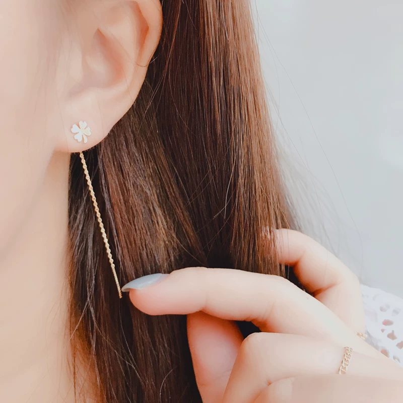 Изысканные блестящие серьги-цветы, 14 карат
