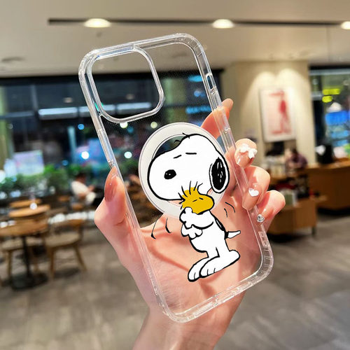 史努比 亚克力磁吸手机壳适用iphone全机型i17 Air 17pro透明硬壳15 15pro max苹果16磁吸车载13来图订制DIY - 图3