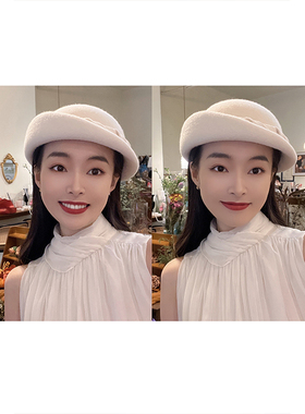 cerfmia小鹿弥雅奶油法式羊毛帽