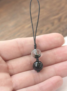 绿幽灵黑曜石手机链补喜木水男女