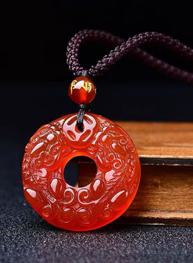 玛瑙双貔貅平安扣吊坠挂坠情侣饰