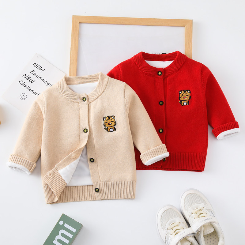 儿童宝宝毛衣秋冬婴幼儿针织衫加绒加厚新生儿开衫小外套毛线衫,淘宝优惠券,粉丝福利购,淘宝优惠卷