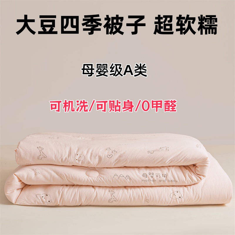 可机洗大豆被全棉夏被空调被纯棉薄被子加厚春秋冬季冬被芯可裸睡 - 图0