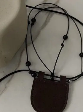 多种钢珠双层戴设计感毛衣法项链极简凹造型麂皮绒月牙包迷你穿搭