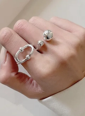 小众925银戒指ins风不掉色戒指设计感纯银女简约素圈饰品高级