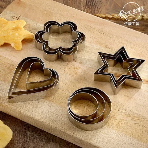 Stainless steel flower center combination set cake mold baking tools round creative cookie mold star diy mousse circle