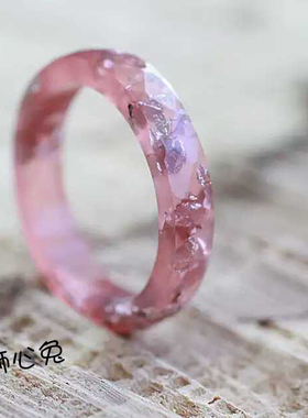 银箔树脂刻面半透明戒指