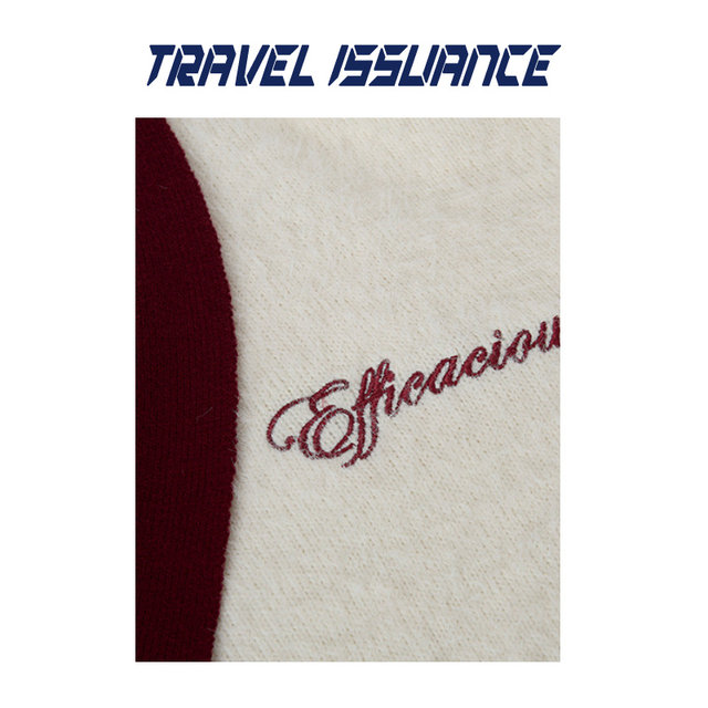 Loose Contrast Color V-Neck Trendy Personalized Versatile Sweater for Women