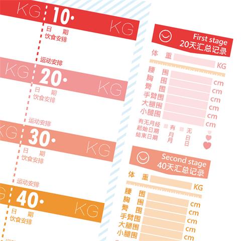 100天瘦身计划表体重管理墙贴打卡器自律神器每日训练成人记录表 - 图0