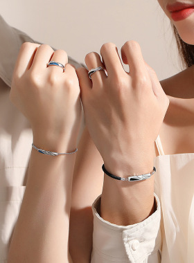 原创鸳鸯双栖情侣纯银手链轻奢小众珐琅手绳手饰七夕礼物送男女友