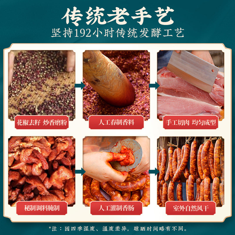 四川特产麻辣广味香肠川味纯腊肠 莎乐食品香肠/腊肠