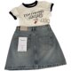 European style denim skirt for women distressed and versatile