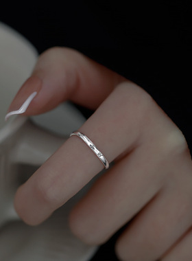 知足戒指女纯银中式文艺轻奢小众