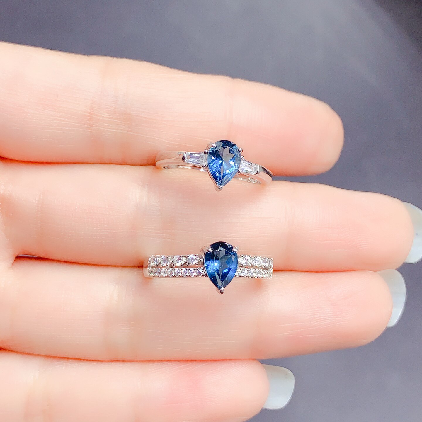 London blue topaz ring, main stone size 5*7mm
