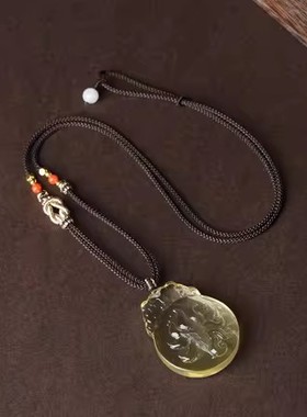 视频祝福黄水晶狐狸吊坠女九尾狐