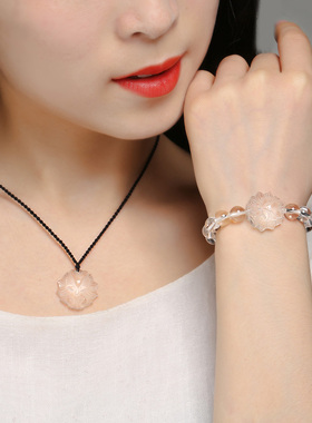 天然白水晶狐狸手链女九尾狐吊坠