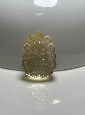 视频祝福招财黄水晶九尾狐狸吊坠