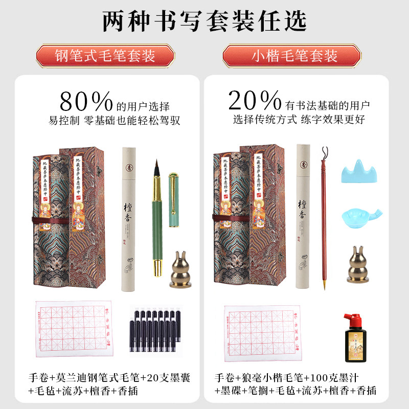 地藏菩萨宣纸卷抄写本小楷毛笔临摹楷书字帖长卷成人静心练字初学描红手抄心咒大悲吉祥金刚软笔书法抄经卷轴