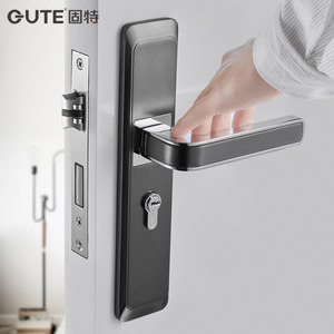 固特门锁室内卧室静音北欧黑色简约浴室通用型门把手实木房门锁具