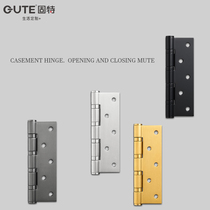 Solid 5 inch wooden door hinged hinge bearing solid wood room door stainless steel thickened silent open foldout loose-leaf