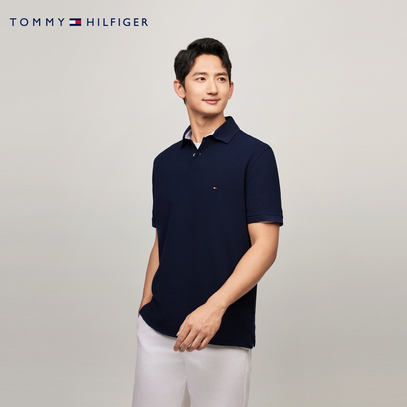 【透气舒适】Tommy24春夏男珠地网眼绣标商务净色短袖POLO78JA572 - 图2