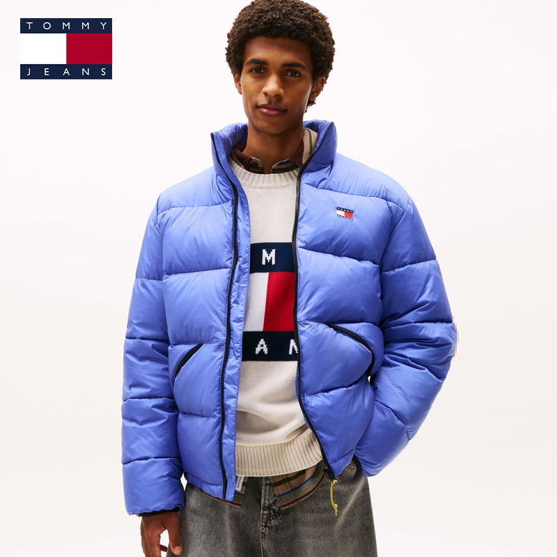 【潮流立领】TommyJeans25秋冬新款男美式运动学院风棉服夹克外套 - 图1