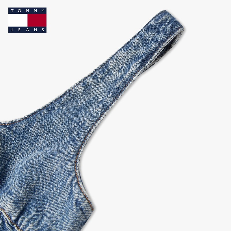 Tommy26春夏新款女装纯棉潮流美式辣妹褶皱修身吊带牛仔连衣裙,淘宝优惠券,粉丝福利购,淘宝优惠卷