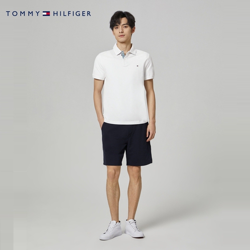 【撞色门襟】Tommy男装纯棉通勤小绣标合身版短袖POLO衫02356