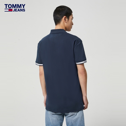 【透气舒适】Tommy男珠地网眼提花镶边袖口通勤短袖T恤POLO15751