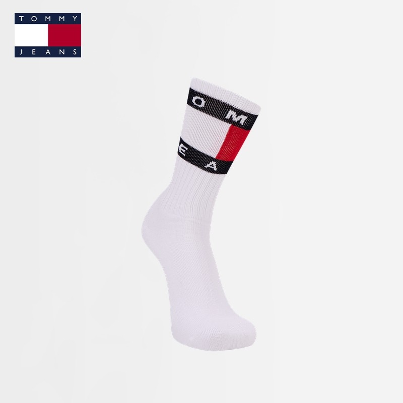 Tommy男装时尚潮流旗标字母提花舒适微弹商务休闲运动中筒袜子,淘宝优惠券,粉丝福利购,淘宝优惠卷