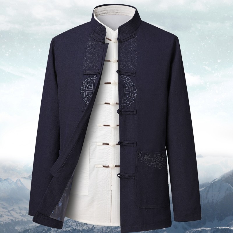 春秋中国风男士汉服中老年人唐装夹克爸爸爷爷生日装复古中式外套,淘宝优惠券,粉丝福利购,淘宝优惠卷