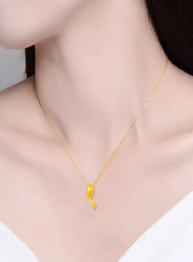 可爱黄金包银项链女黄金色年年有鱼吊坠锦鲤复古轻奢小金鱼小挂坠