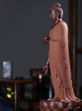 人物摆件阿弥陀佛紫砂雕塑