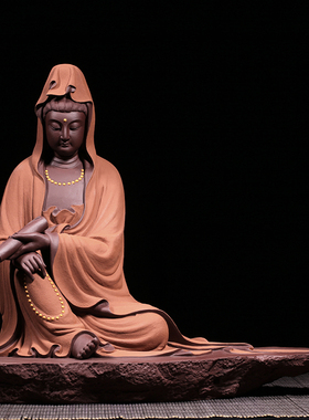 紫砂雕塑观音摆件