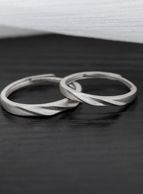 S999纯银情侣戒指女男一对素圈