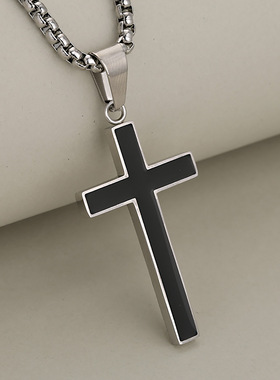 男女时尚复古不锈钢十字架项链