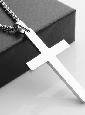 钛钢十字架吊坠项链潮男女简约