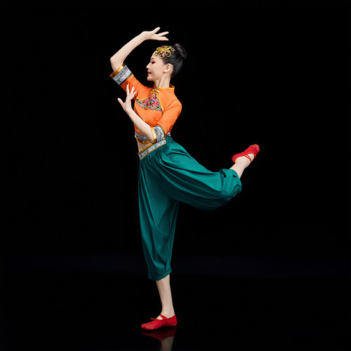 秧歌服女2025年新款扇子舞蹈服装灯笼蒲扇舞演出服现代广场舞套装 - 图3