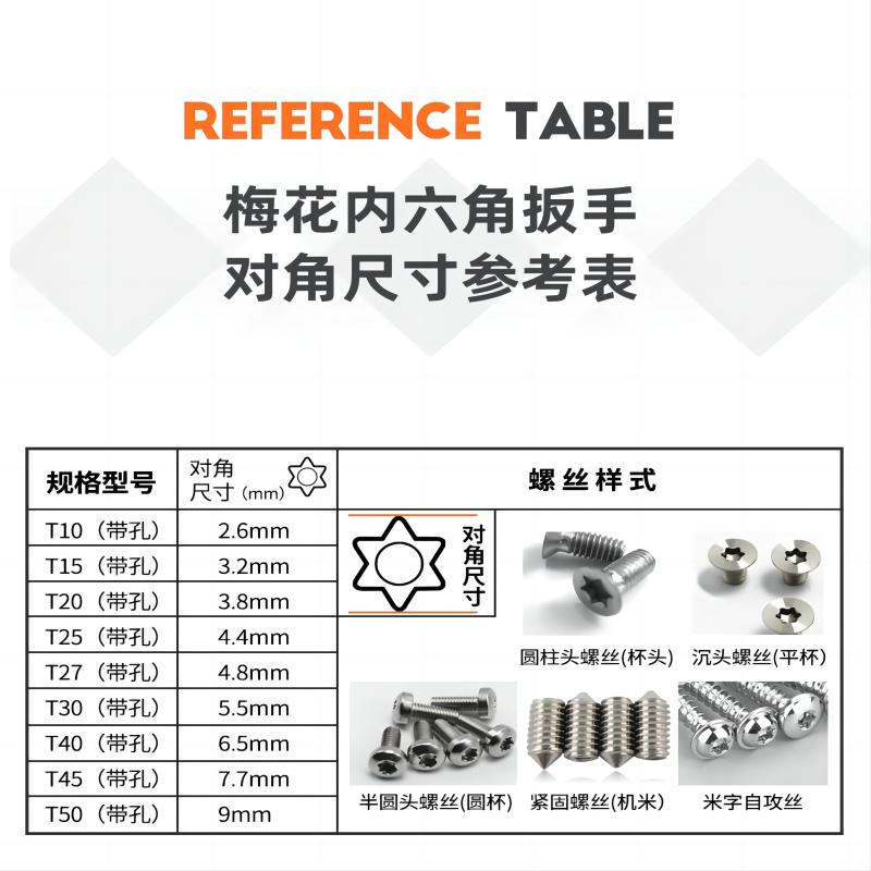 梅花内六角扳手星型米字中孔花型单个T10T15 T20 T25 T30 T40 T45 - 图3