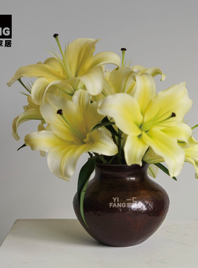 一匚中古风红手作陶瓷花瓶摆件