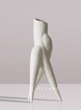 一匚现代陶瓷花器样板间艺术摆件