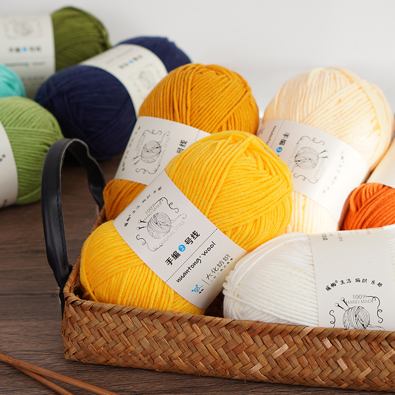 6股牛奶棉自织围巾中粗线diy材料包毛线团钩针拖鞋手工编织包包 - 图3