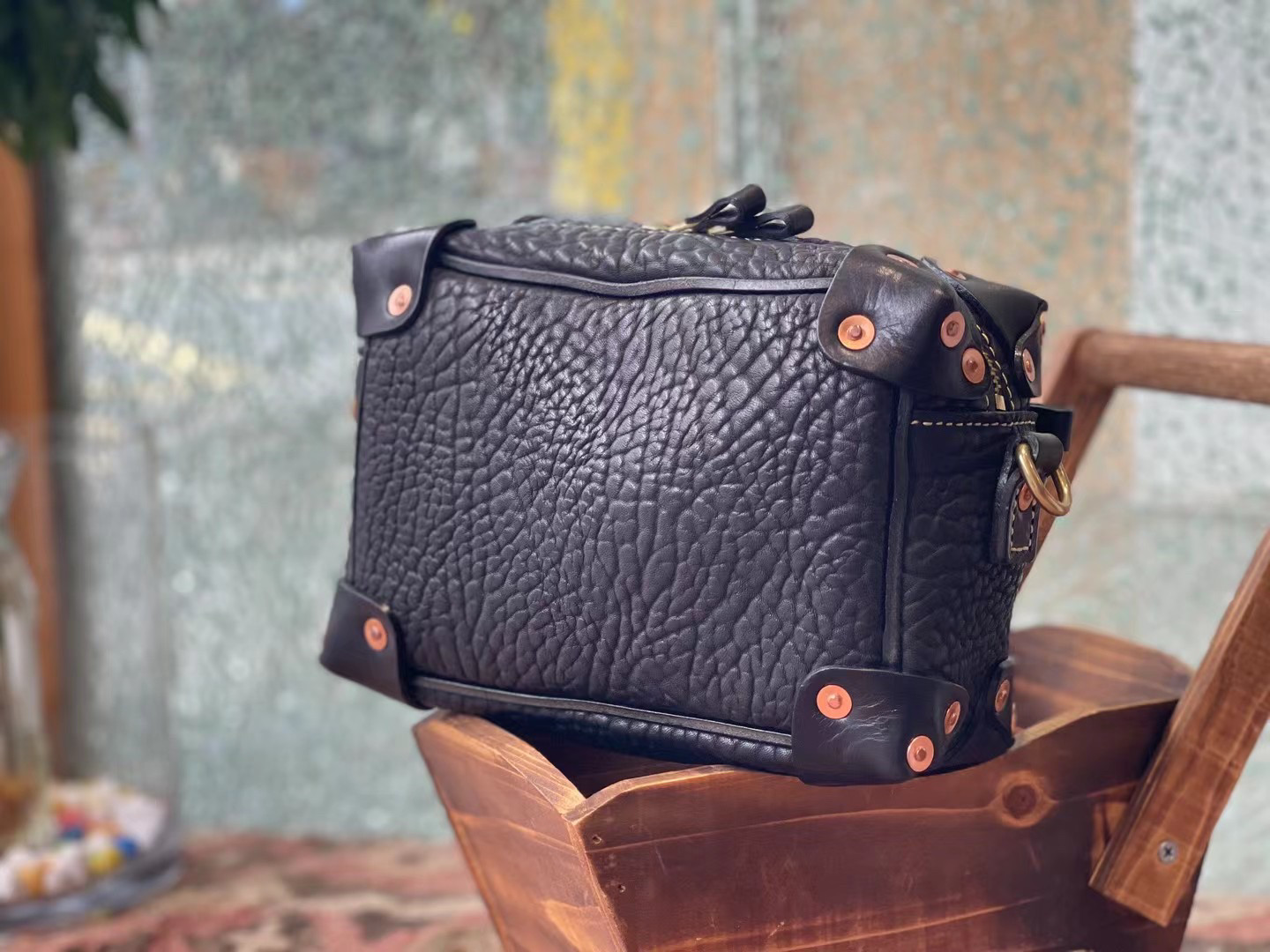 传重工复古牛颈纹厚皮盒子包男女通用斜挎包真皮单肩手提包箱子包,淘宝优惠券,粉丝福利购,淘宝优惠卷