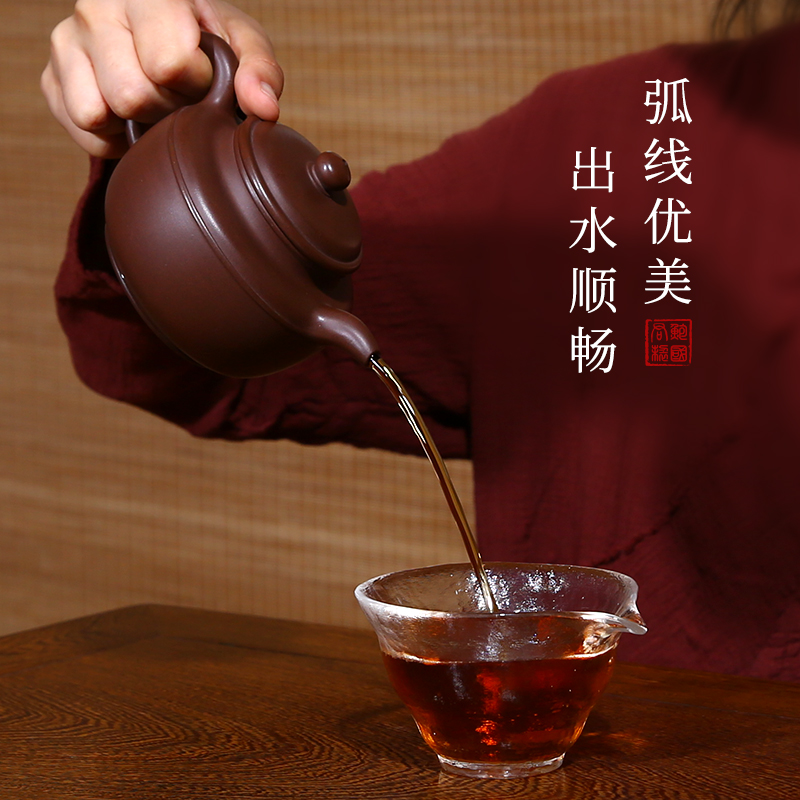 此时此刻宜兴紫砂壶清泉壶纯手工紫砂茶壶鲍国君原矿紫泥紫砂名家