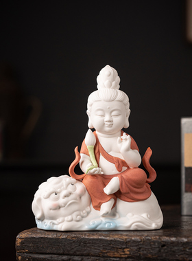 中式文殊菩萨普贤菩萨禅意人物